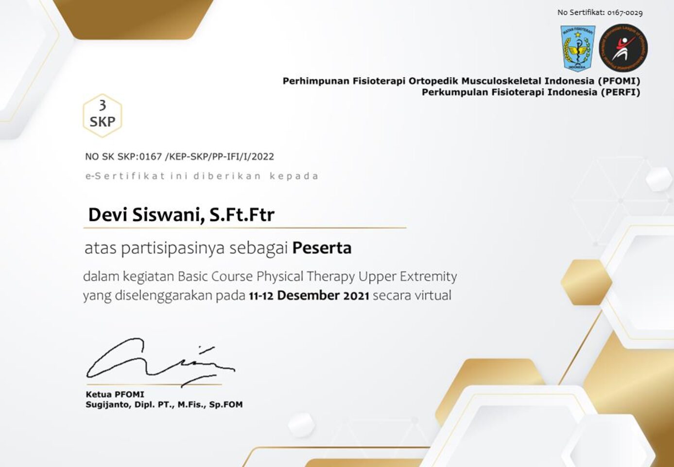 Sertifikat PERFI